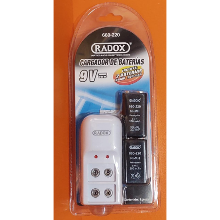 Cargador de baterías de 9V C/2 baterias incluidas