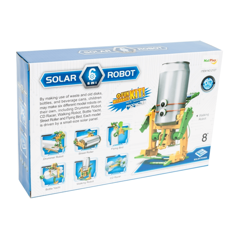 Kit robot solar 6 en 1 con productos reciclables