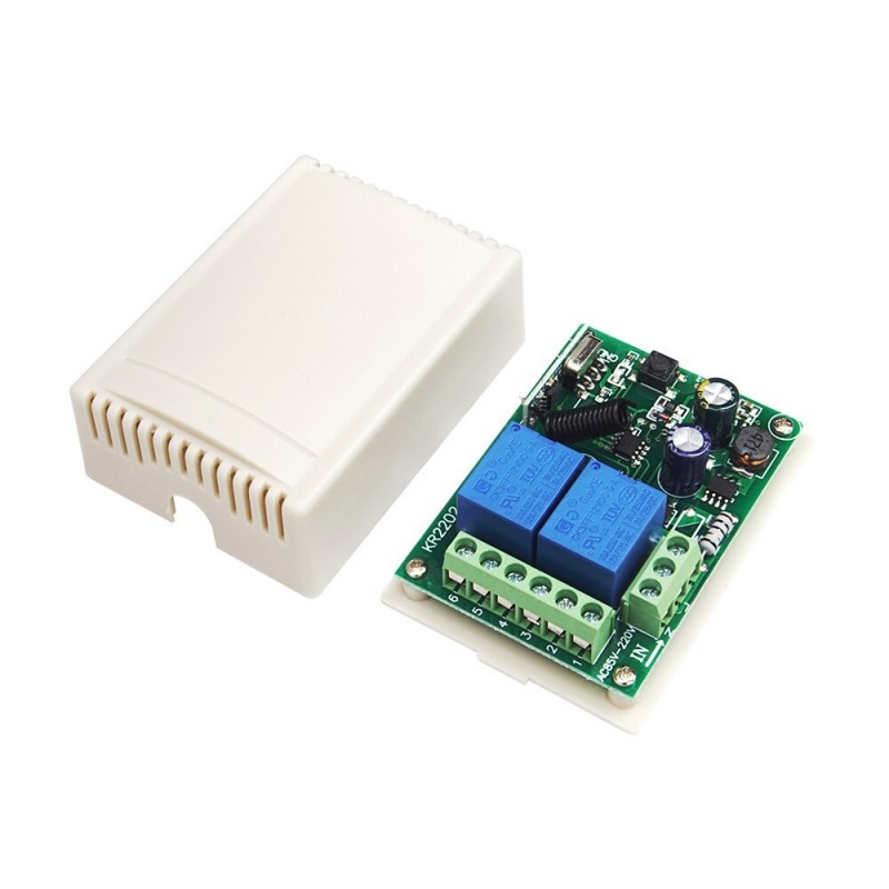 Modulo Receptor 2 Canales 12V RF + Control Remoto Inalámbrico 433 Mhz