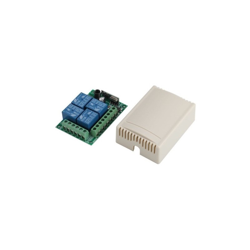 Modulo Receptor 4 Canales 12V RF + Control Remoto Inalámbrico 433 Mhz