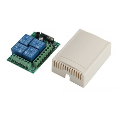 Modulo Receptor 4 Canales 12V RF + Control Remoto Inalámbrico 433 Mhz