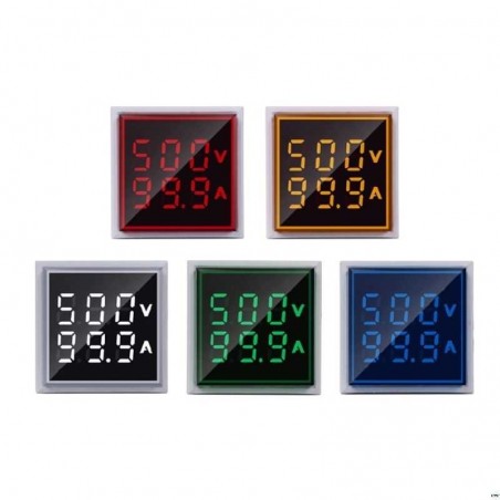 Voltímetro Amperimetro cuadrado AC 60-500 V 0-100A D18 ( Azul/Rojo/ Verde)