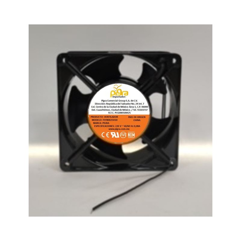 VENTILADOR PIGRA 80X80X25MM 220V