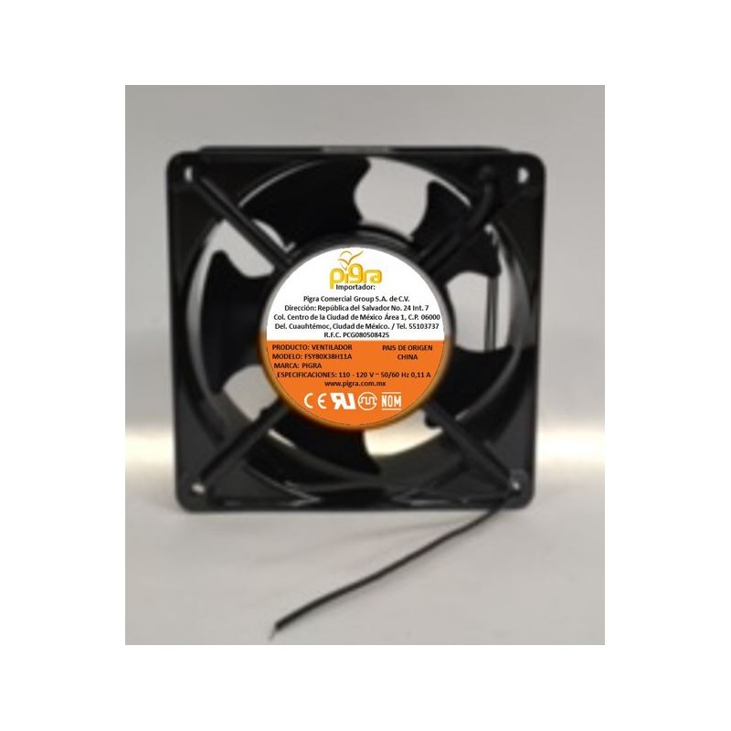 VENTILADOR PIGRA 80X80X38MM 110V