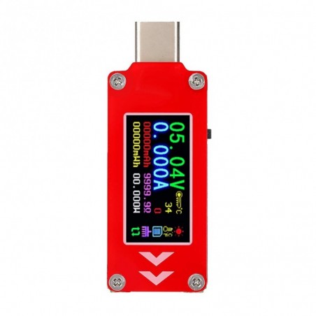 USB Voltimetro Amperimetro type-c tester model TC64  ( ROJA )